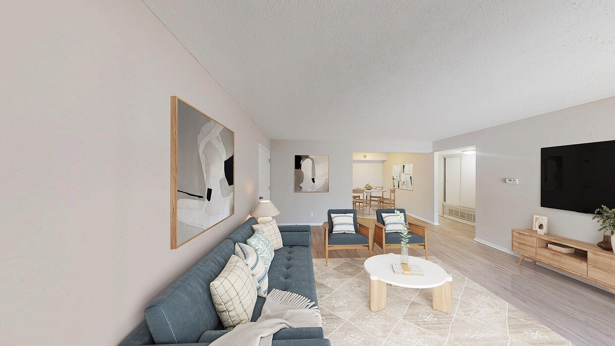 Área de estar de planta abierta - Avery Point Apartments