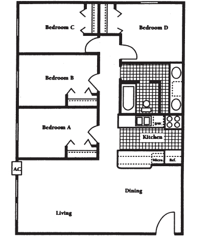 4BR/1BA - Campus Corner Apartments