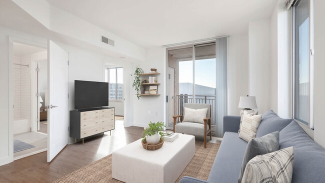 Sala de estar con suelo de superficie dura - 1800 Oak