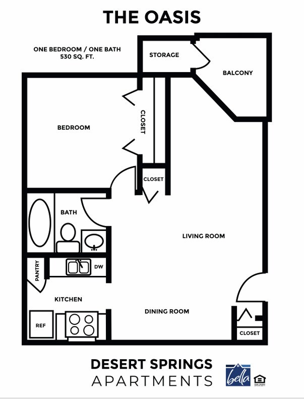 1 dormitorio y 1 baño - Desert Springs Apartments