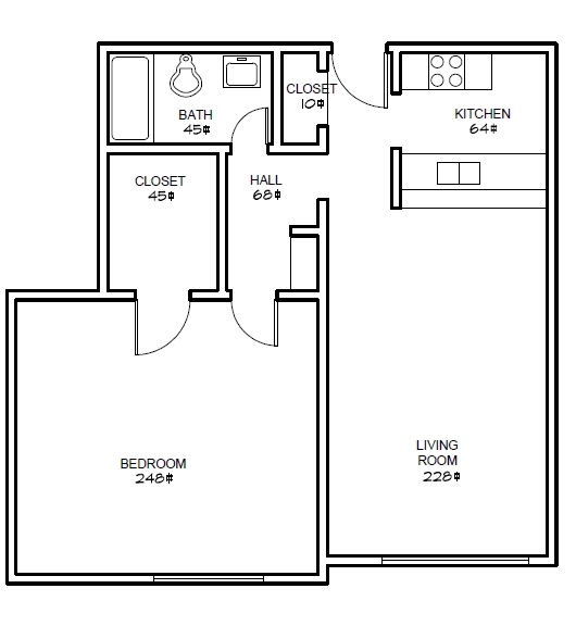 1BR/1BA - Sierra Apartments