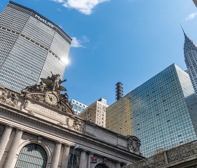 Grand Central Terminal’s south façade features the Glory of Commerce sculpture at the top