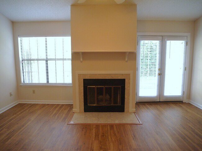 Fireplace and french doors to patio - 815 Ashlyn Forest Dr