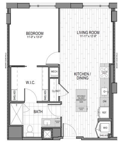 Unit 1215-1715 Floor Plan - Rosslyn Towers