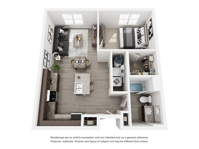 Crosstie - 1 Bed, 1 Bath, 667 sq. ft. - Rail South Apartments