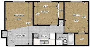 Jordan Court Apartments – 2 Bedroom - 1 Bath