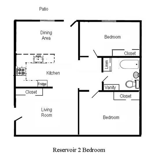 Plano de planta de dos habitaciones - The Reservoir