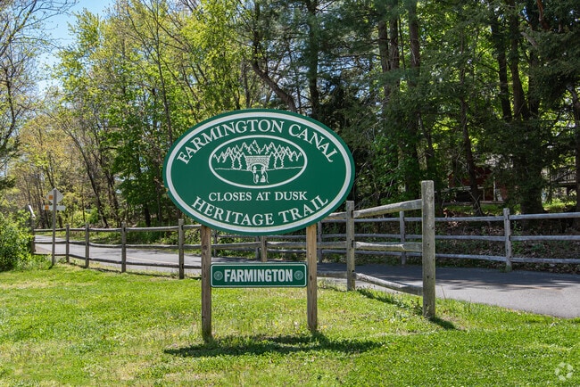 This stretch of the Farmington Canal Heritage Trail follows the river through town.
