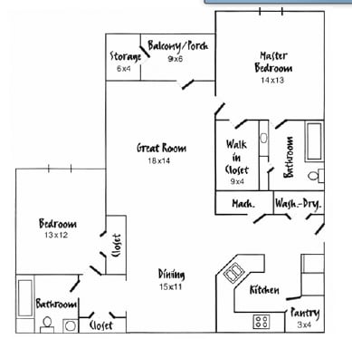 Floor Plan B - Hunter's Crossing Condominiums