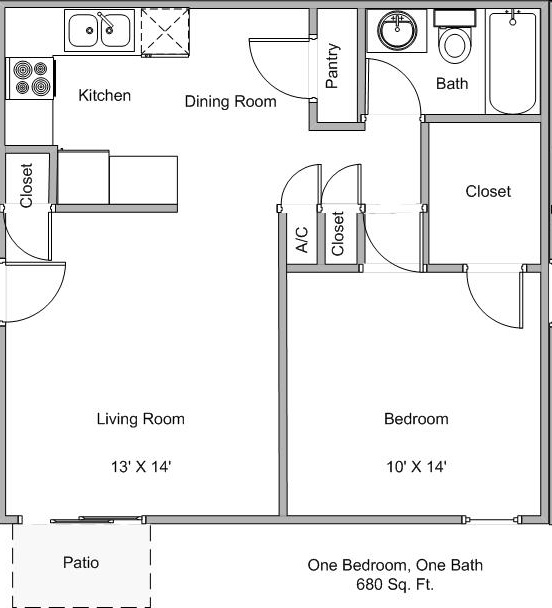 1BR/1BA - Willow Crest Apartments