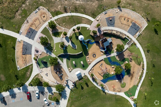 Lodestone Park has a large playground surrounded by walking trails.