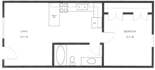 Mogadore Square Apartments – 1 Bed, 1 Bath Model
