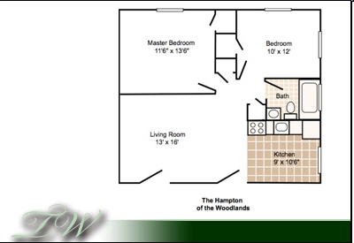 2BR/1BA - The Woodlands Apartments