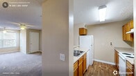 Located at 820 Martin Luther King Jr Pkwy in Durham, NC, this single-floor, 2-bedroom, 3-bathroom residence offers a practical and well-organized layout. The open kitchen and living area serves as the heart of the home, featuring warm honey-toned wood cabinetry, light countertops, wood-look flooring, and white appliances including a refrigerator, electric range, and dishwasher. Ample upper and lower cabinet storage makes the kitchen both functional and efficient.

Both bedrooms are carpeted and finished with neutral, warm-toned walls, offering a comfortable and quiet retreat. Each room benefits from natural light through blinded windows with views of surrounding greenery. The primary bedroom includes direct access to its own bathroom, providing added privacy. A second bedroom features a double-door closet for convenient storage.

Three full bathrooms serve the residence, each equipped with tub/shower combinations featuring grab bars, vanities, and wood-look flooring. Additional storage is provided by three closets distributed throughout the home. A dedicated laundry room and utility space add further practicality. Textured ceilings are consistent throughout, and the overall aesthetic is clean and neutral, offering a move-in ready environment.