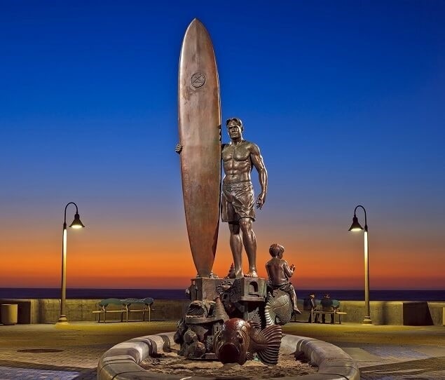 The impressive "Spirit of Imperial Beach" sculpture stands 18 feet high
