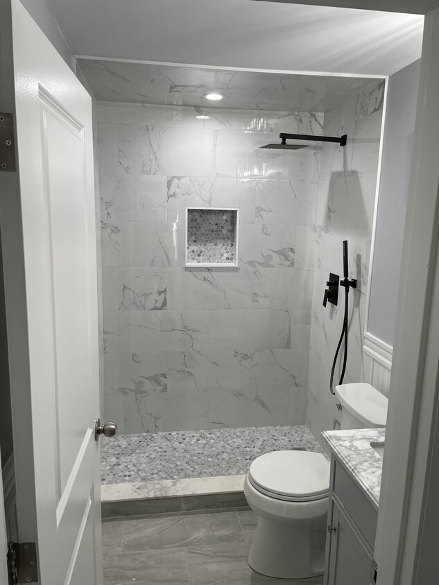 Full marble shower - 333 Central St