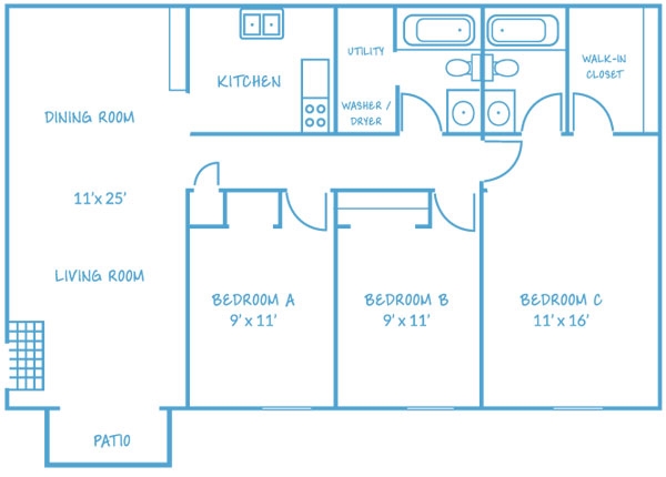 3BR/2BA - Linden Place Apartments