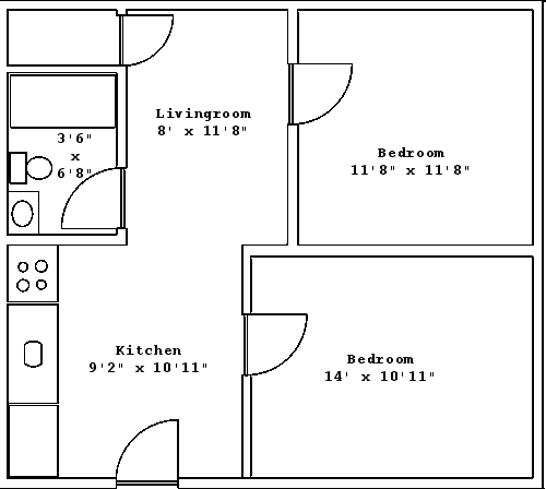 2BR/1BA - The Brentwood Apartments