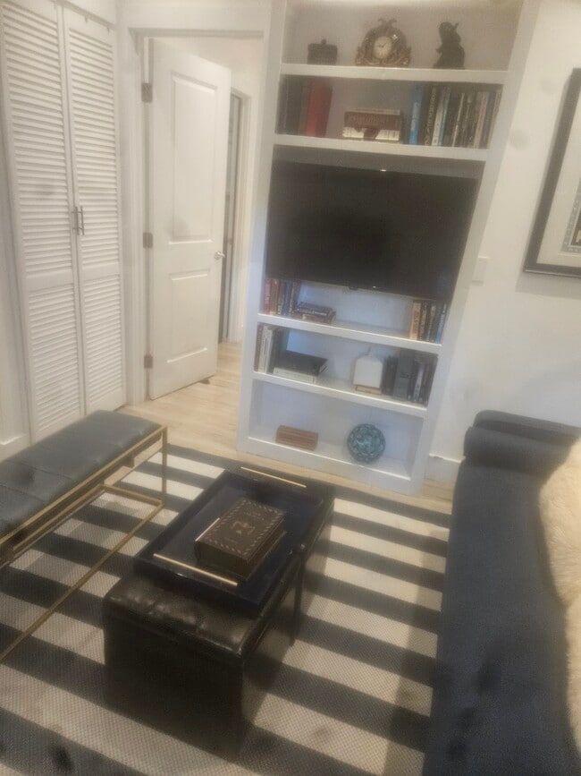 View of the television. Note the sunlight on the floor is from the 2 windows sunlite on the floor - 3038 Oakraider Dr
