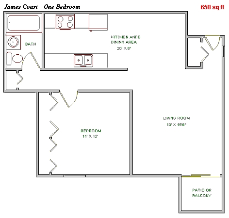 1BR/1BA - James Court Apartments