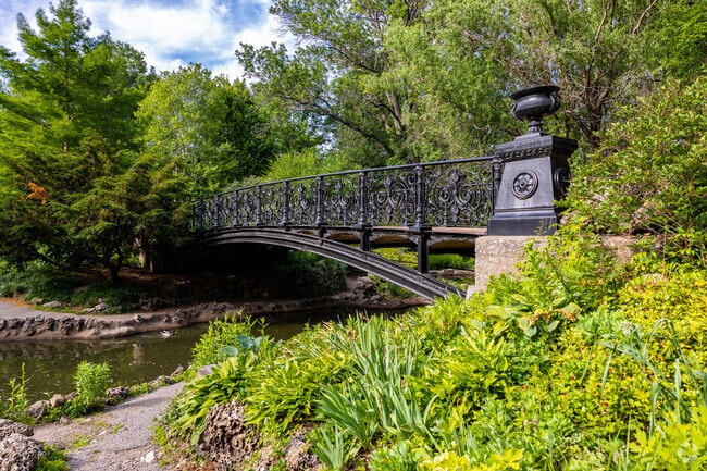 The pedestrian bridge in Lafayette Park is a popular walking spot for residents.