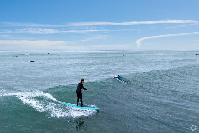 Calm waves make Tourmaline a local favorite surf spot in Pacific Beach.