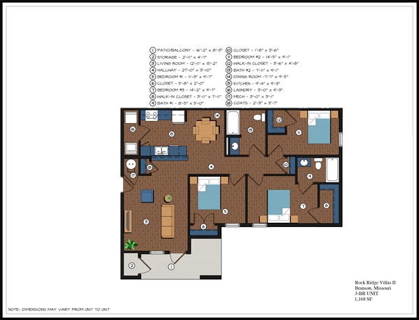 Plano de planta - Rock Ridge Villas I & II