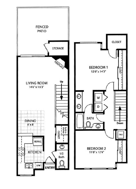 2BR/1.5BA - Home Terrace