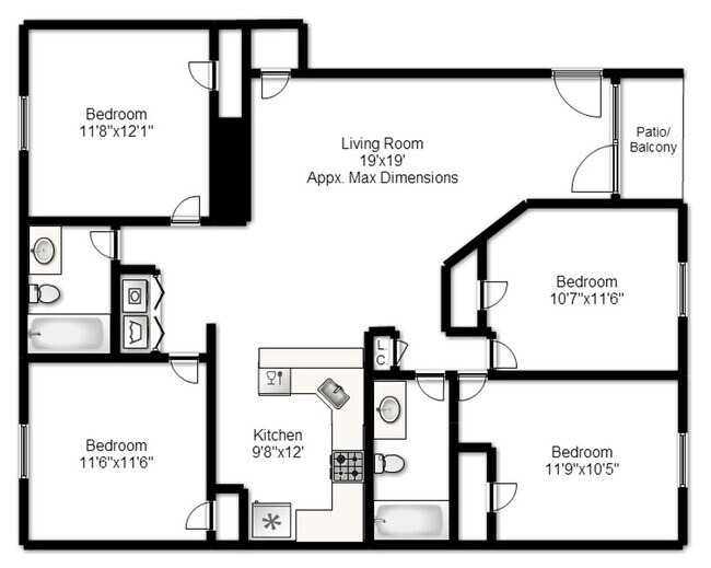 Foto del edificio - $1180 for 1 bedroom in a 4 Bedroom Apartme...