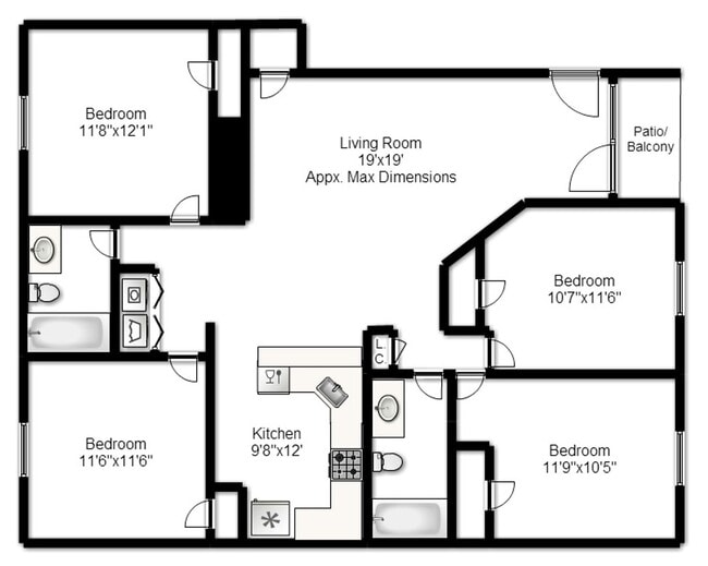 Building Photo - $1180 for 1 bedroom in a 4 Bedroom Apartme...