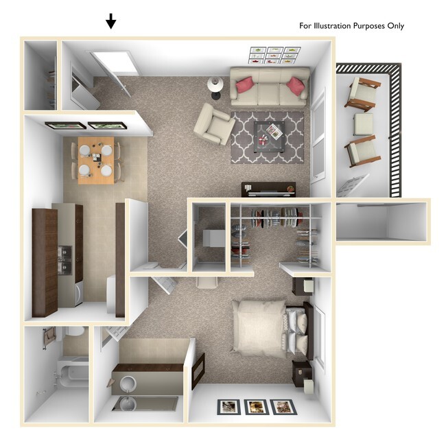 Plano de planta de 1 dormitorio - Pine Manor