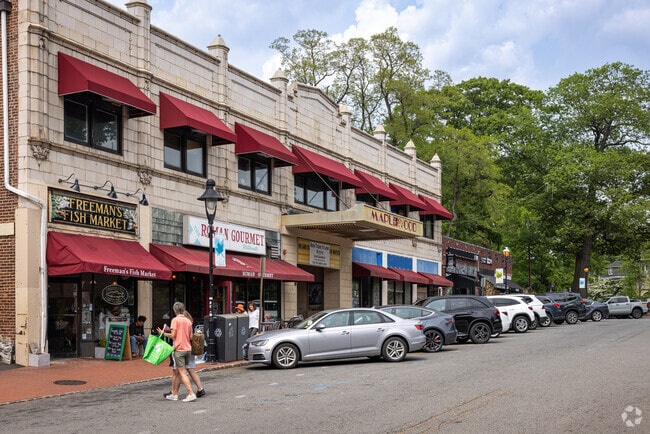 A row of stores in Maplewood within the repurposed Maplewood Movie Theatre.