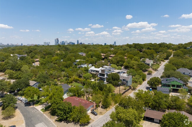 The Barton Hills neighborhood has a leafy atmosphere with plenty of oak trees.