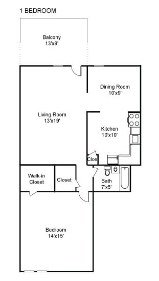 1BR/1BA - Pinebrook Apartments