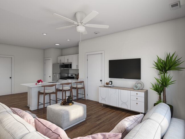 3BR, 2BA 2nd fl. - 1,110SF - Living Room - Bishop Pond Apartments
