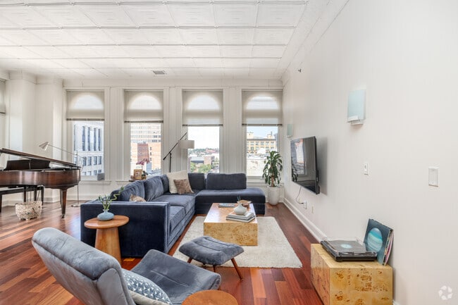 1BR, 1.5BA - 1,850SF - Living Room - Deys Plaza Apartments
