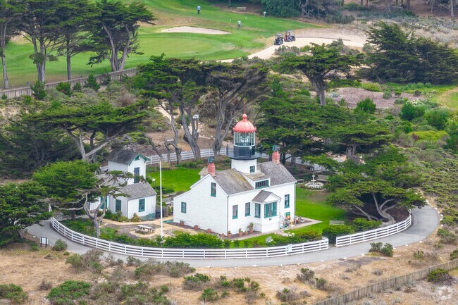 A lighthouse stands on the local golf course in Pacific Grove.