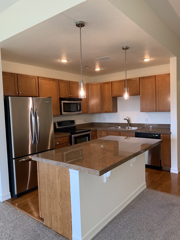 Kitchen with Granite Countertops and Stainless Appliances - 2200 S University Blvd