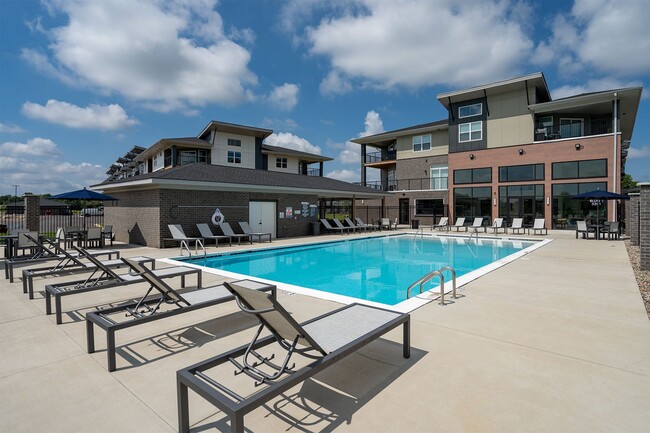 Swimming Pool and Loungers - The Flats of River Ridge