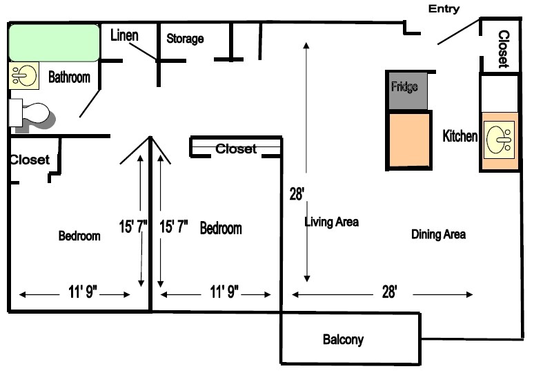 2BR/1BA - Lauren Towers Apartments