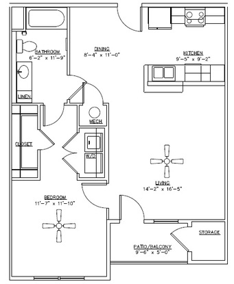 Plano de planta - Villas of North Little Rock