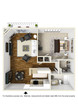 1BR 1BA - Plan F