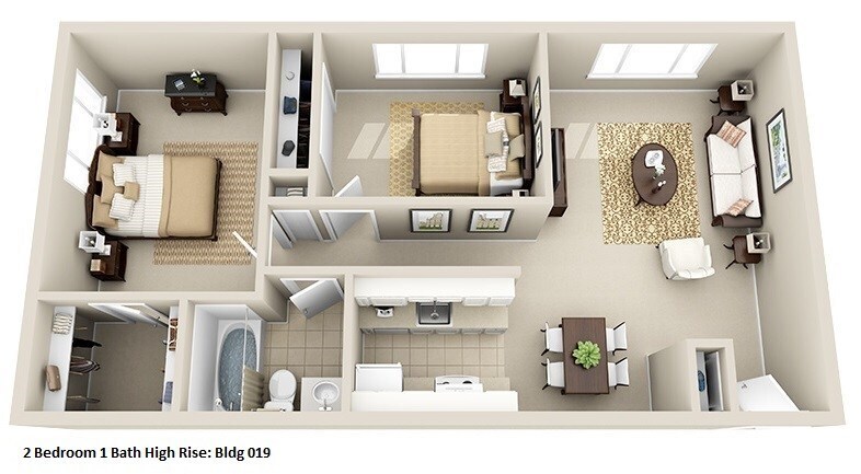 Huntington Green Apartments – High-Rise 2 Bedroom, 1 Bath