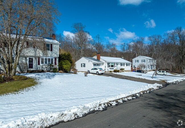 In the colder months, a blanket of snow covers the lawns of Windsor Locks homes.