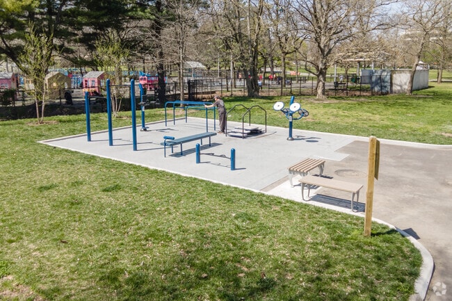 There is accessible outside workout equipment at Flushing Meadows Corona Park in Flushing.