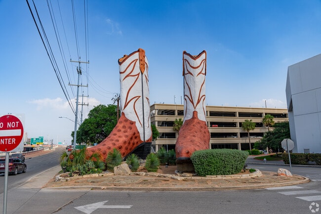 The giant cowboy boots sculpture at North Star Mall, a San Antonio landmark since the mall's early days.