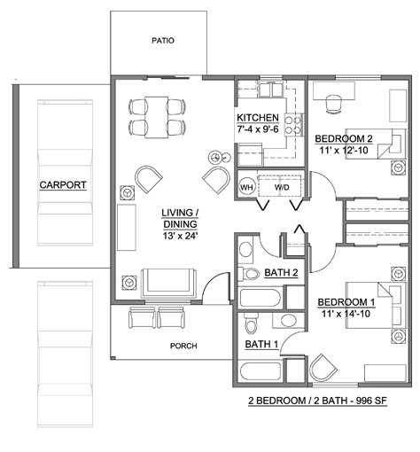 2BR/2BA 966SF - Pendleton Heights Neighborhood