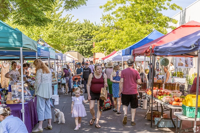 The farmers market is a popular weekend event.