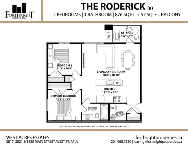 West Acres - Floorplans - Apartment - 2 Bed - Roderick (a) - West Acres Estates