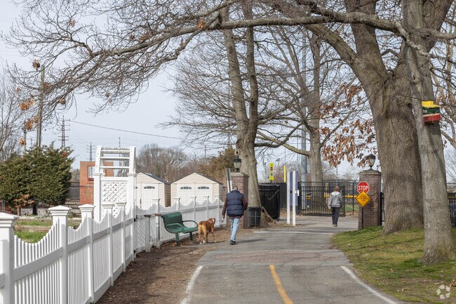 Many residents take advantage of the walking trail in Greis Park in Lynbrook.